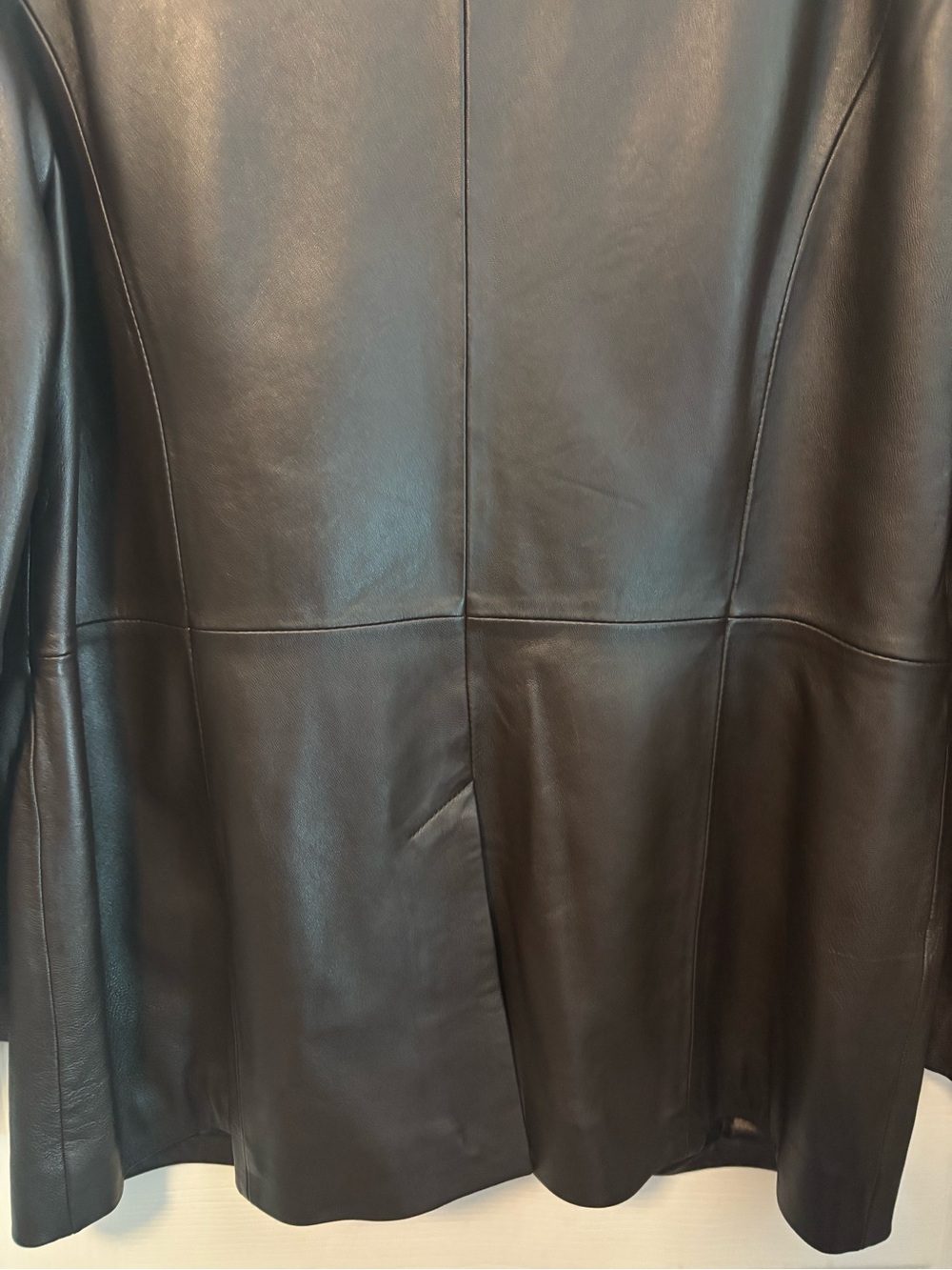 Dark Brown Denim & Co Leather Blazer Jacket - Large - Picture 7 of 12